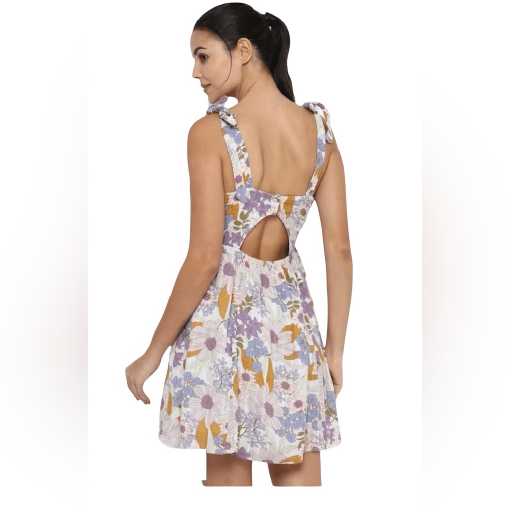 American Eagle Fit and Flare Floral Corset Mini Dress Purple Medium
